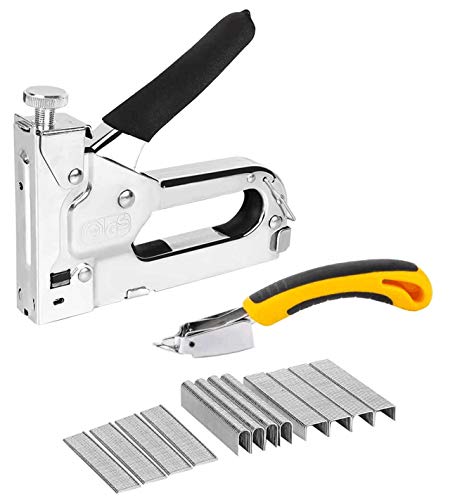 Grapadora manual INHEMI, grapadora 3 en 1 para tapicería con 3000 piezas de clavos y quitagrapas para material de fijación, decoraciones, carpintería, muebles, puertas y ventanas, vallas publicitarias