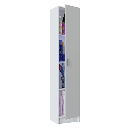 Mueble multifunción Habitdesign, 1 puerta, columna, acabado blanco mate, medidas: 37 cm (ancho) x 182 cm (alto) x 37 cm (fondo)
