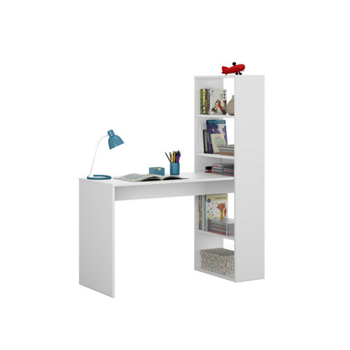 Escritorio Duplo con estante blanco 120x144x53 cm