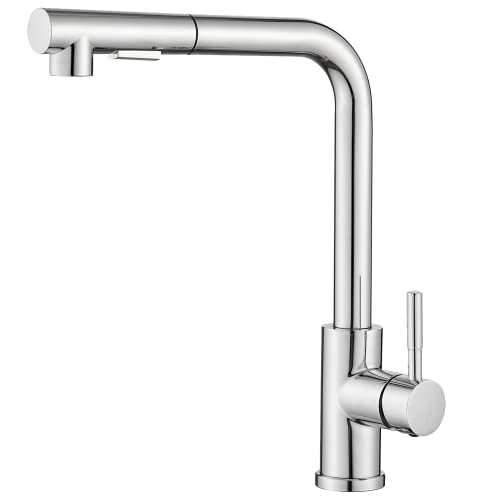 Grifo para fregadero de cocina, redondo, redondo, cromado, con una palanca, VALAZ