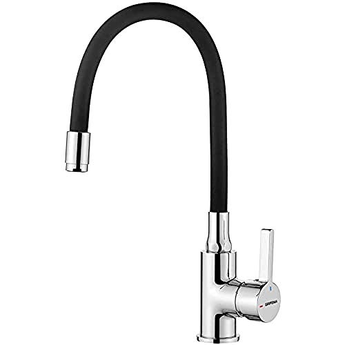 GRIFEMA Irismart - Grifo monomando de cocina, grifo de lavabo con boca flexible, Cromo [Exclusivo en Amazon]