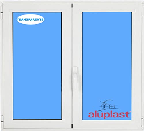 (V03T) Ventana PVC 1000x1000 blanco 2 hojas vidrio transparente basculante