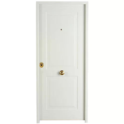 Puerta de entrada metálica Saga blanca derecha blanca 90x210 cm