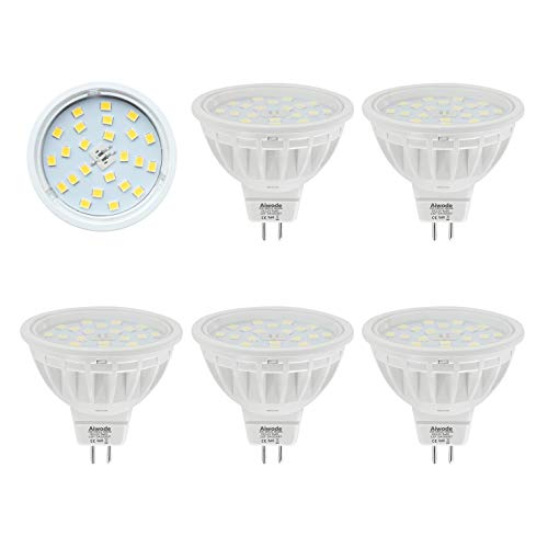 Bombillas LED Aiwode 5W MR16, blanco natural 4000K, bombilla halógena equivalente a 50W, CC/CA no regulable 12V, 600LM RA85, reflector Gu5.3 con ángulo de haz de 120°, paquete de 5.