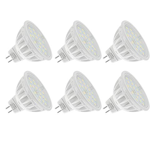 Bombillas LED MR16 de 5,5 W, blanco natural 4000 K, luz halógena equivalente a 50-60 W, Ra85 600 lm, 12 V CC, bombillas LED GU5.3 con ángulo de 120°, 6 uds.