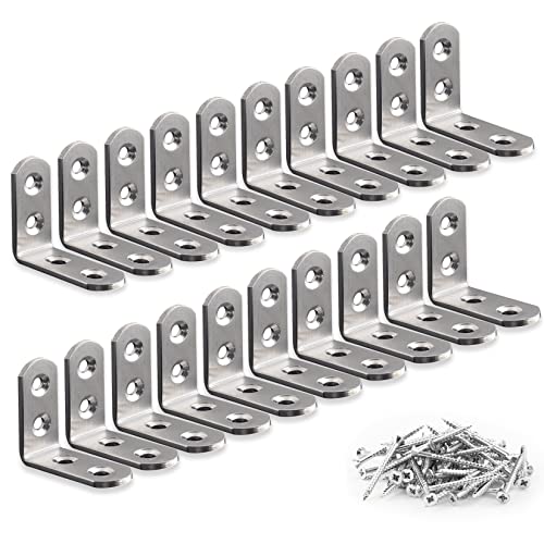 20 piezas Soporte de esquina de 90 grados Soporte de metal 40 mm x 40 mm Soporte de ángulo recto para mesas de madera Sillas Muebles (20, 40 * 40)