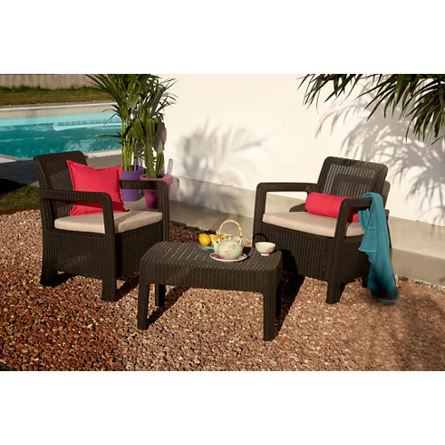 Conjunto de sofás y mesa baja de resina para 2 personas