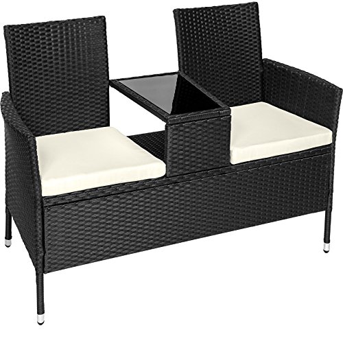 TecTake 800168 Juego de 2 plazas y sofá de mesa, juego de muebles de exterior para patio (negro | No. 401547)