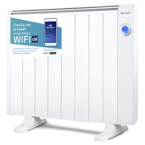 Orbegozo RRW 1500 - Emisor de calor Wi-Fi de bajo consumo, 1500 W, pantalla digital LCD, programable, conexión inalámbrica mediante APP Orbegozo, 72,1 x 59 x 7,5 cm