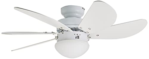 Orbegozo CP 15076 B - Ventilador de techo con luz, 6 palas de madera, silencioso, 3 velocidades, diámetro 80 cm, potencia 50 W