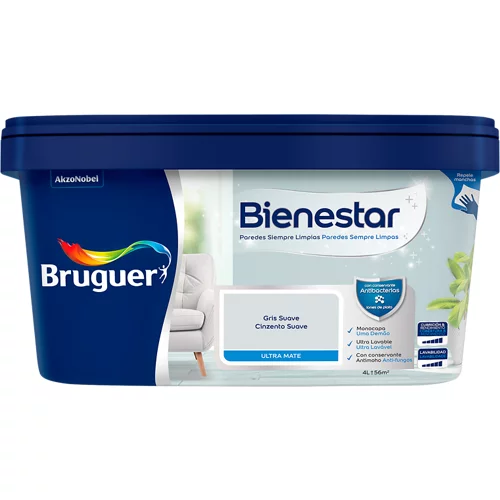Pintura bienestar Bruguer 4l gris suave