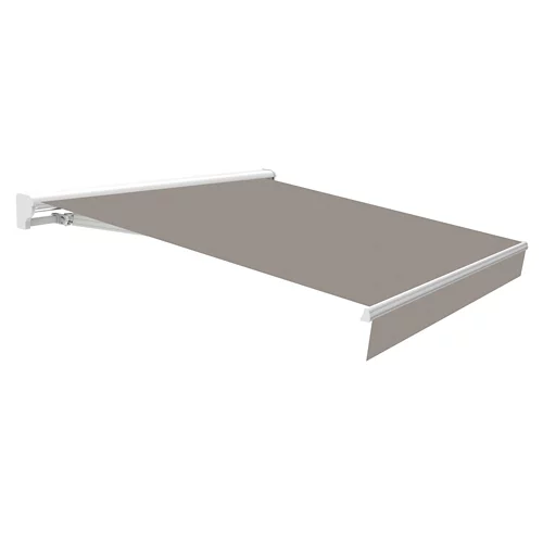 Toldo Osaka brazo extensible manual con semicofre blanco y tela gris 2,95x2m