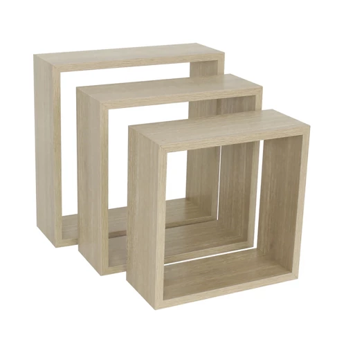 Pack de 3 baldas cube spaceo mdf color roble x30x10x1,2 cm