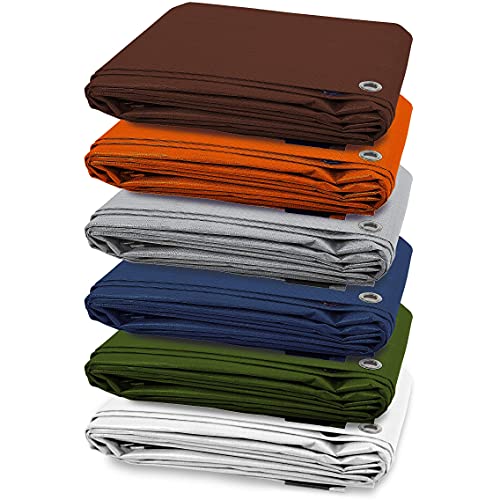 Lona protectora para barcos, tienda de campaña para camping y exterior, lona impermeable con malla, diferentes calidades, medidas y colores, azul/naranja, 8x10 m (240 g/m²)