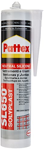 Pattex SL650, silicona neutra para cristales y juntas, negra, 300 ml