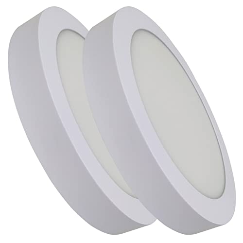 Paquete 2x Plafón LED superficie redonda 24W.  Color blanco frío (6500K).  2200 lúmenes.  Diámetro 300 mm.