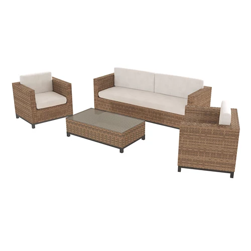 Juego de muebles de jardín de ratán sintético de 5 plazas