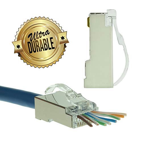 LINKUP - Conectores Snagless RJ45 Cat6 STP Extremos de paso EZ |  Conectores Ethernet sólidos Cat 6 8P8C |  Conector de cable redondo Gigabit STP |  Platino 50 My Chapado en Oro Alto Rendimiento |  Paquete de 50