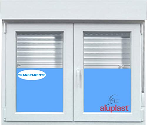 (V06T) Ventana de PVC 1200x1155 blanco de 2 hojas oscilobatiente con persiana de cristal transparente