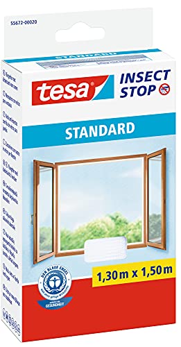 tesa Insect Stop Paragraph STANDARD para ventanas, Mampara autoadhesiva, Cortado a medida, Blanco, 130 cm x 150 cm