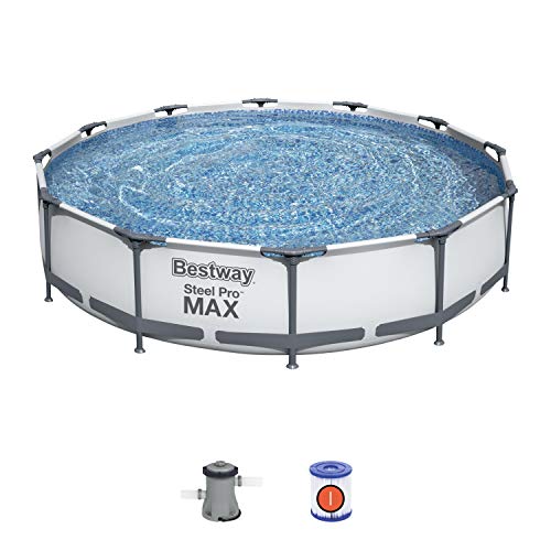 Bestway 56416 - Piscina desmontable Tubular Steel Pro Max 366x76 cm Estación depuradora con cartucho 1.249 litros/hora, Color Multicolor, 150x38x75 cm