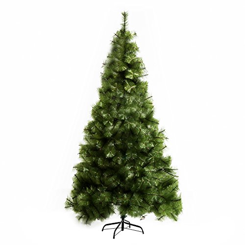 HOMCOM Árbol de Navidad 210cm Pino Abeto Decoración Navideña Artificial con Soporte Metálico 505 Ramas Pet Verde