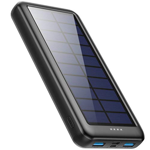 Pxwaxpy 26800mAh Cargador solar Banco de energía solar 【Entradas USB tipo C y Micro】Cargador móvil portátil de batería solar externa de carga rápida con 2 puertos USB para teléfonos inteligentes, tabletas, cámaras, etc.