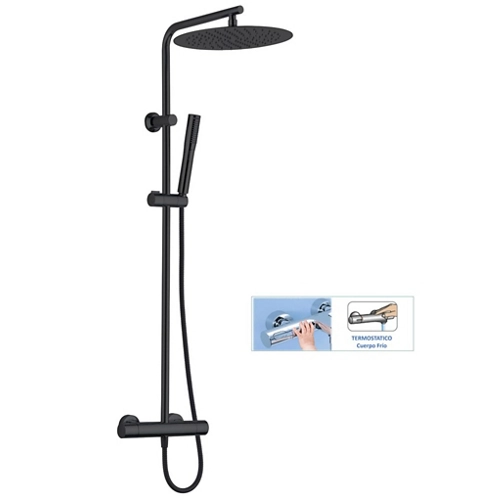 Columna de ducha termostática edouard rousseau negro frío