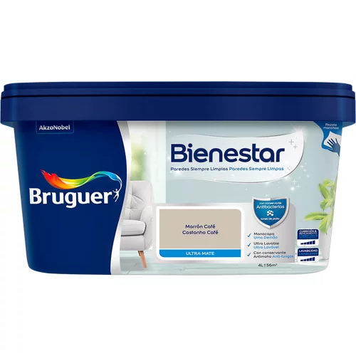 Bruguer pintura bienestar 4l marrón café